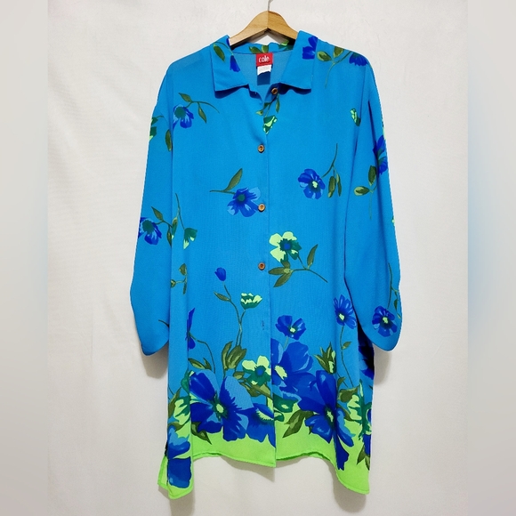 Cole of California Tops - *Vintage* Floral summer blouse swim cover up Women's size 2X